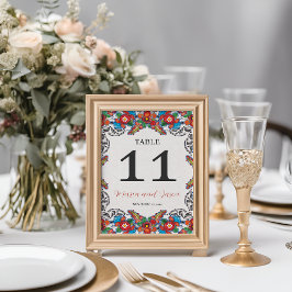 Numeração De Mesa Casamento Botânico das Flores Coloridas Mexicanas