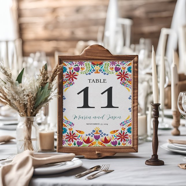 Numeração De Mesa Casamento Botânico das Flores de Nuestra Mexicana (Mexican Nuestra Boda Flowers Botanical Wedding Table Number)