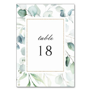 Numeração De Mesa Casamento Botânico de Aguarela Verde Elegante