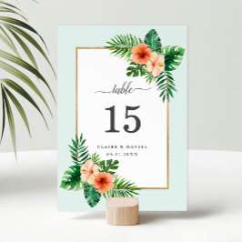 Numeração De Mesa Casamento Botânico de Aquarela Tropical Moderna