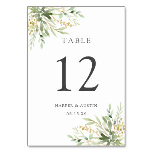 Numeração De Mesa Casamento Botânico de Folhagem Verde
