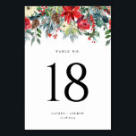 Numeração De Mesa Casamento Botânico de Watercolor Winter Blooms Gar<br><div class="desc">Adicione um sotaque floral ao seu evento com estas placas de números de tabela personalizáveis. Apresenta uma terra de cor aquosa floral de flores de poinsettia, rosas de marfim e vermelho, pinecones, winterberry e verde. Personalize adicionando seus detalhes. Este cartão de número de tabela floral é perfeito para casamentos no...</div>