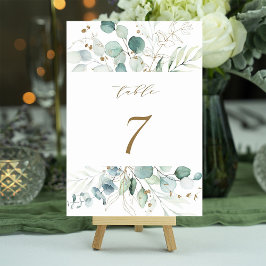 Numeração De Mesa Casamento Botânico Elegante Dourado e Verde