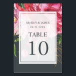 Numeração De Mesa Casamento Botânico Floral Pink Peony Boho Chic<br><div class="desc">Cartão de número floral da mesa de casamento floral, elegante e moderno, de rubi rosa, com flores pintadas de aquarela, em cor rosa, e com folhagem verde esmagadora sobre fundo branco. Basta adicionar os detalhes do seu casamento. Se precisar de ajuda ou produtos correspondentes, entre em contato conosco através da...</div>