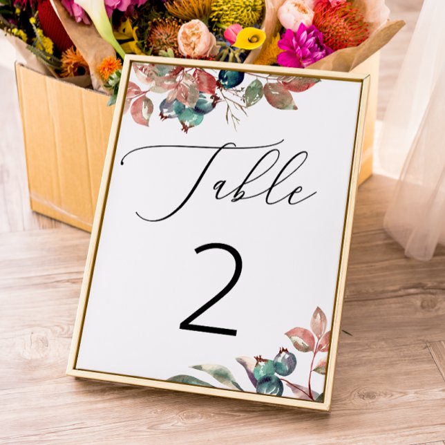 Numeração De Mesa Casamento Botânico | Folhas e Frutas Silvestres de (Criador carregado)