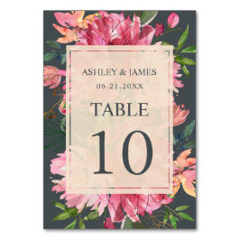 Numeração De Mesa Casamento Botânico Fora do Preto de Ruby Pink Peon