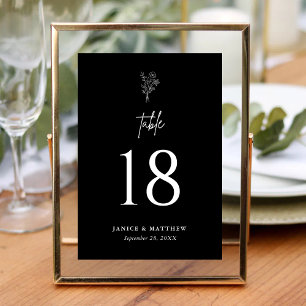 Numeração De Mesa Casamento Botânico Minimalista Boho Preto