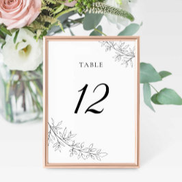 Numeração De Mesa Casamento Botânico Minimalista Preto Branco Elegan