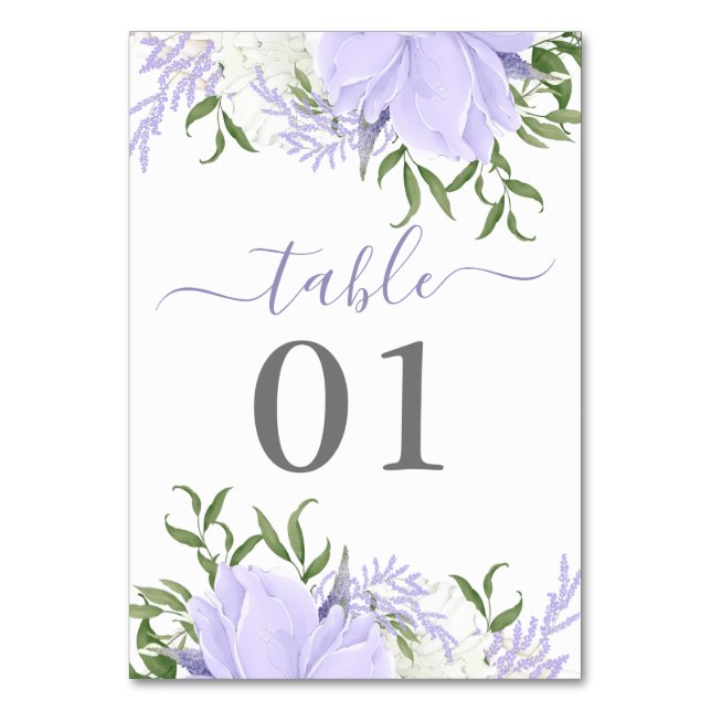 Numeração De Mesa Casamento Botânico Periwinkle Watercolor (Frente)