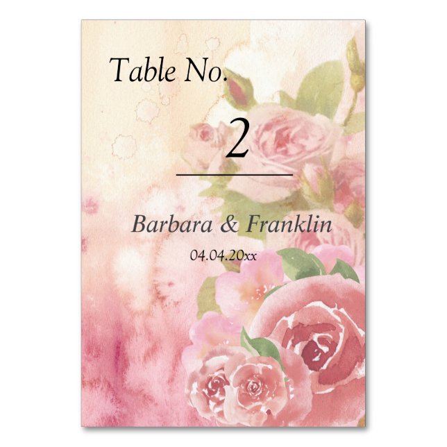 Numeração De Mesa Casamento Botânico Rosa Blush (Frente)