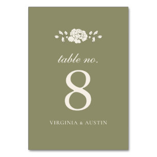 Numeração De Mesa Casamento Botânico Vintage em Verde Sálvia
