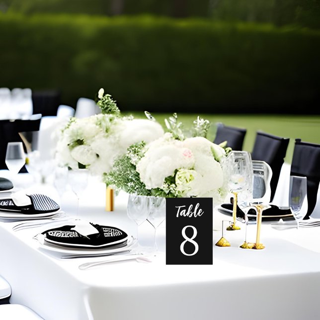 Numeração De Mesa Casamento Branca Branca de Matte Negra Simples Mod (Criador carregado)