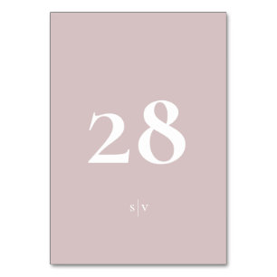 Numeração De Mesa Casamento Branco Cor-de-Rosa Elegante Monograma