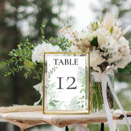 Numeração De Mesa Casamento Branco da Folhagem Verde Rustic Fern