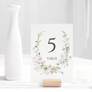 Numeração De Mesa Casamento Branco de Wreath Wildflower Watercolor E