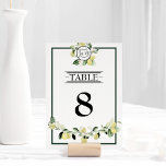Numeração De Mesa Casamento Branco do Monograma do Lemon Garden<br><div class="desc">Esta design de Numeração da Mesa Casada Branca de Monograma de Lemon Garden é uma escolha brilhante para criar uma elegante e bela estética para o seu casamento ou outra ocasião especial. O branco clássico com tipografia negra sofisticada e caligrafia química dá um tom de estilo moderno, mas tradicional. Bordas...</div>