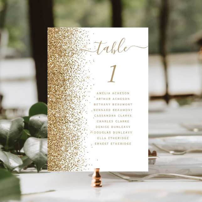 Numeração De Mesa Casamento branco e Dourado com brilho (Criador carregado)
