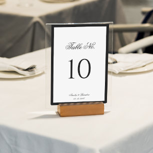 Numeração De Mesa Casamento Branco e Preto do Script Clássico Formal