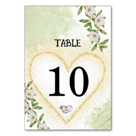 Numeração De Mesa Casamento Branco e Verde Floral por Aquarela