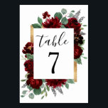 Numeração De Mesa Casamento Branco Elegante Russo Floral Vermelho e<br><div class="desc">Design apresenta pedônia de aquarela e elementos florais de rosa em tons de vermelho e burgundy sobre verde botânico de eucalipto. Modelo também contém uma caixa dourada impressa para um layout elegante adicionado. A tipografia exibe um layout moderno com texto preto. Exibir o link de coleção nesta página para localizar...</div>