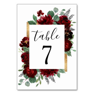 Numeração De Mesa Casamento Branco Elegante Russo Floral Vermelho e