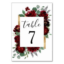 Numeração De Mesa Casamento Branco Elegante Russo Floral Vermelho e 