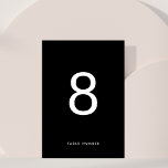 Numeração De Mesa Casamento BRANCO Mínimo Moderno e Moderno NEGRO<br><div class="desc">Essa design moderna é minimalista, mas lúdica, com a colocação perfeita de texto preto e branco, resultando em um olhar arrumado e limpo. Este design é personalizável para outras cores e faz parte de um conjunto exclusivo e coleção pelo Phrosne Design. Isto seria excelente para aqueles que planejavam um evento...</div>