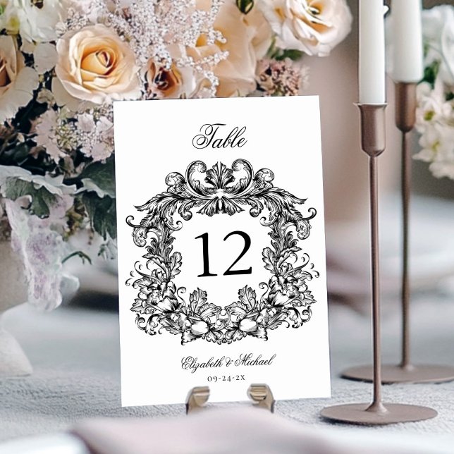 Numeração De Mesa Casamento Branco Negro do Crest. Elegante (Criador carregado)