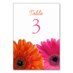 Numeração De Mesa Casamento Branco Orange Pink Gerbera Gerber Daisy