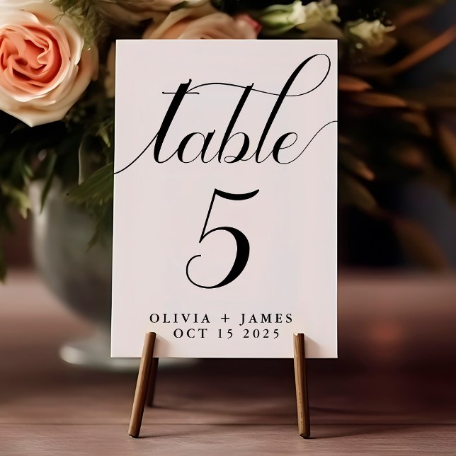 Numeração De Mesa Casamento Branco Preto com Foto de Script Elegante (Criador carregado)