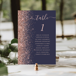Numeração De Mesa Casamento Brilho Dourado Rosa Azul Escuro