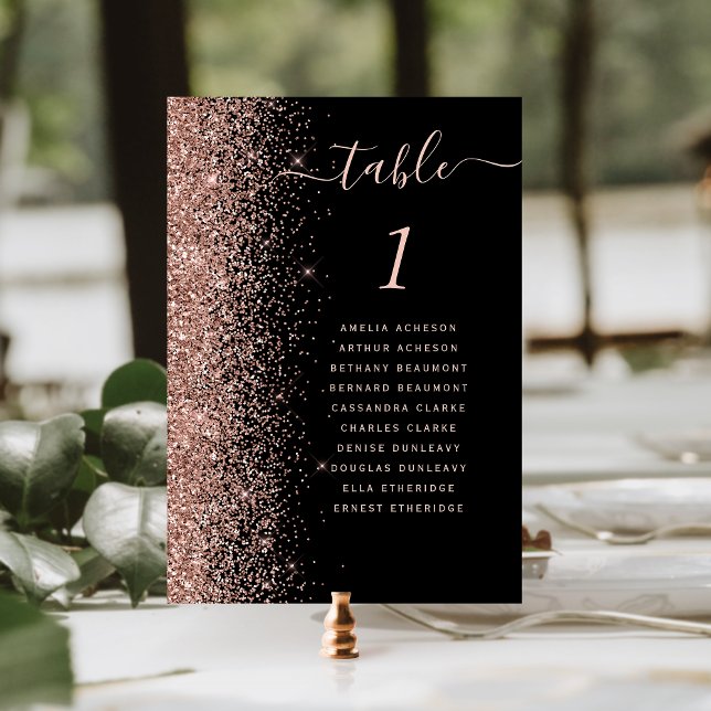 Numeração De Mesa Casamento Brilho Dourado Rosa Preta (Criador carregado)
