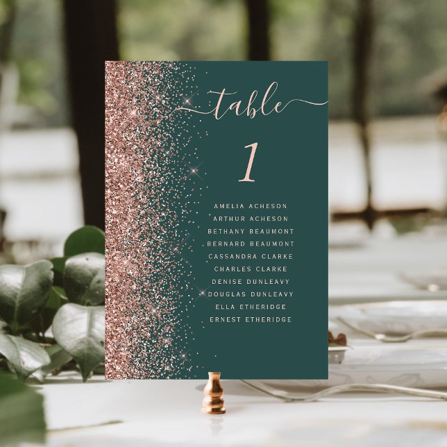 Numeração De Mesa Casamento Brilho Dourado Rosa Verde Escuro (Criador carregado)