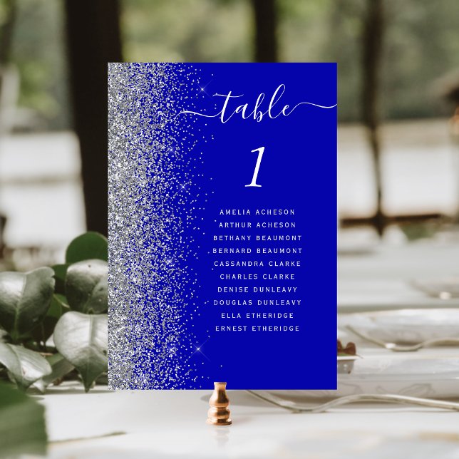 Numeração De Mesa Casamento Brilho Prata Azul Real (Criador carregado)
