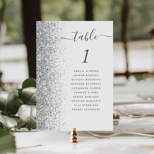 Numeração De Mesa Casamento Brilho Prata Cinza Claro (Criador carregado)