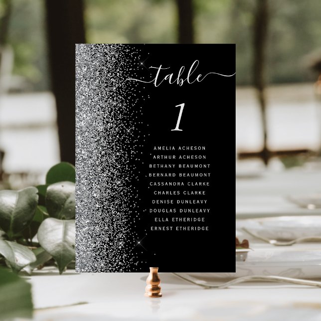 Numeração De Mesa Casamento Brilho Prata Preto (Criador carregado)