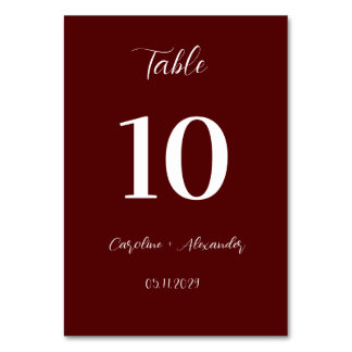 Numeração De Mesa Casamento Burgundy Boho Moderno Elegante Único