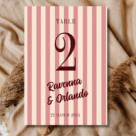 Numeração De Mesa Casamento Burgundy Retro Blush Pink Listras