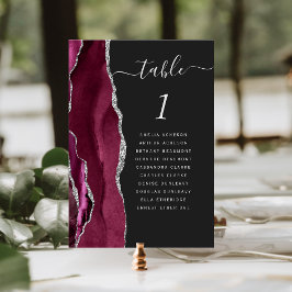 Numeração De Mesa Casamento Burgundy Silver Agate Escuro