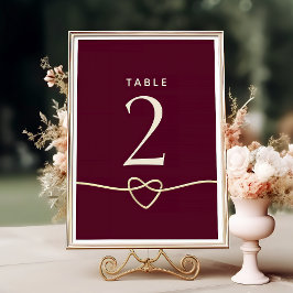 Numeração De Mesa Casamento Burgundy Vermelho Romântico