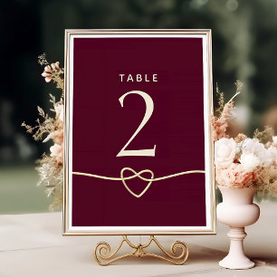 Numeração De Mesa Casamento Burgundy Vermelho Romântico