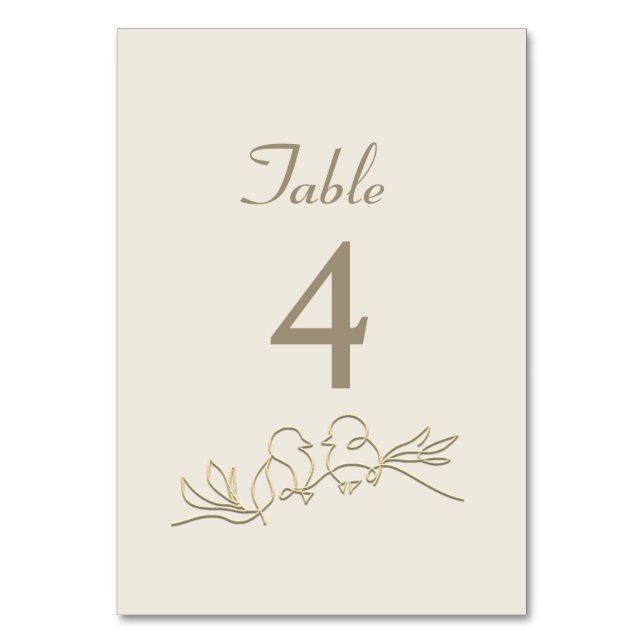 Numeração De Mesa Casamento Caligrafia Dourada (Frente)