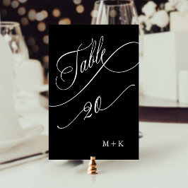 Numeração De Mesa Casamento Caligrafia Luxo Número 20, Preto