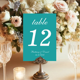 Numeração De Mesa Casamento Caligrafia Script Simples Azul Turquesa 