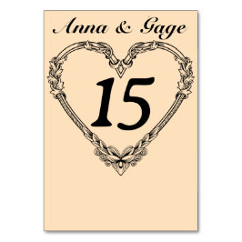 Numeração De Mesa Casamento Cardíaco Vitoriano Sepia-Toned