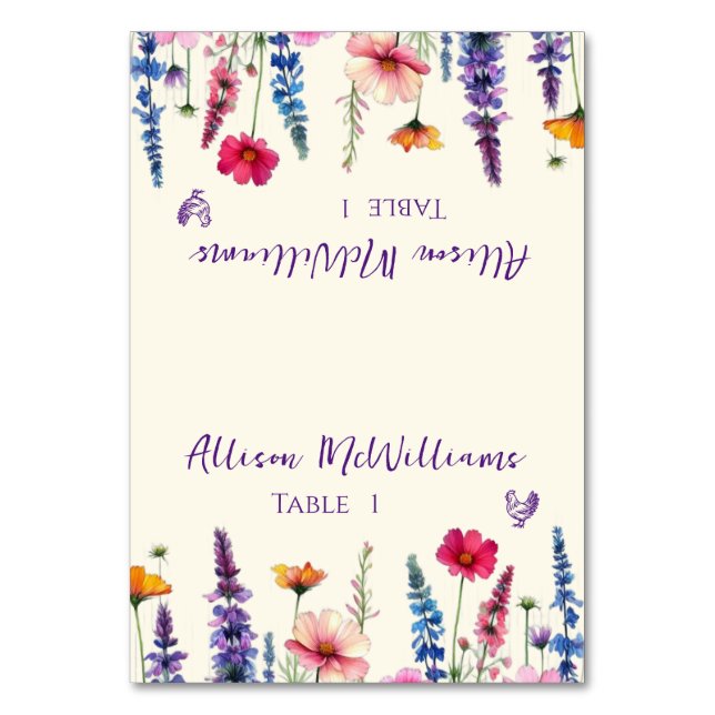 Numeração De Mesa Casamento Carteira de Flores Selvagens Sinfonia -  (Frente)