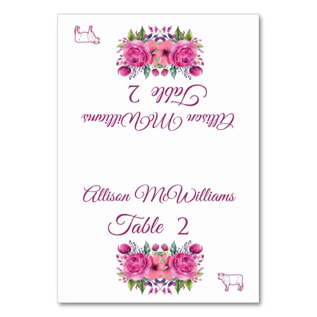 Numeração De Mesa Casamento Carteira de Localidade — Buquê De Flor D (Frente)