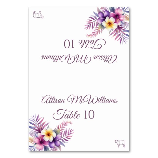 Numeração De Mesa Casamento Carteira de Localidade - Ilha de Aquarel (Frente)