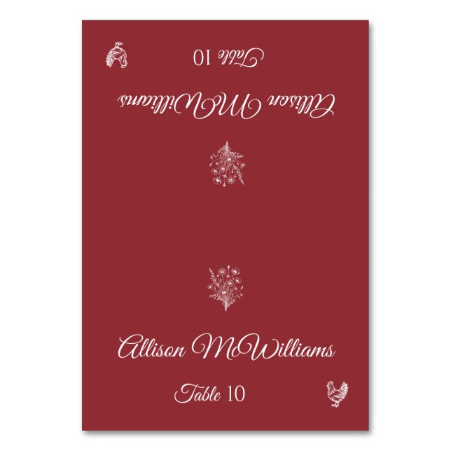 Numeração De Mesa Casamento Carteira-Flores-Aves-Mesa (Frente)