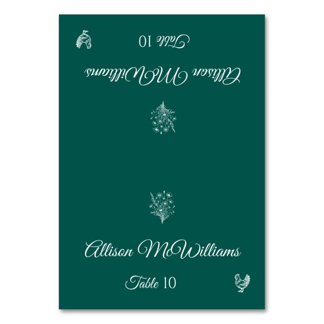 Numeração De Mesa Casamento Carteira-Flores-Aves-Mesa (Frente)